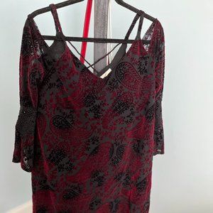 Burgundy and black dress